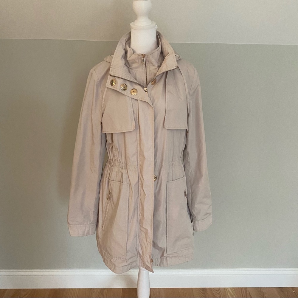 Calvin Klein Blush Double layered Anorak Rain Jacket with Rose Gold detailing